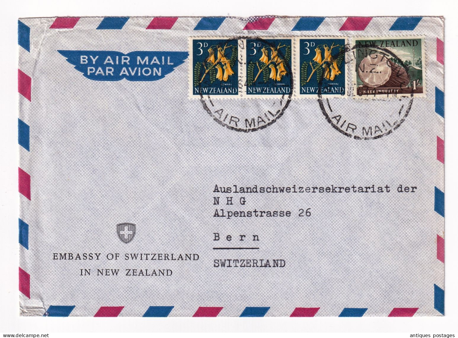Lettre Wellington Embassy Of Switzerland New Zealand Ambassade Suisse Nouvelle Zélande - Briefe U. Dokumente