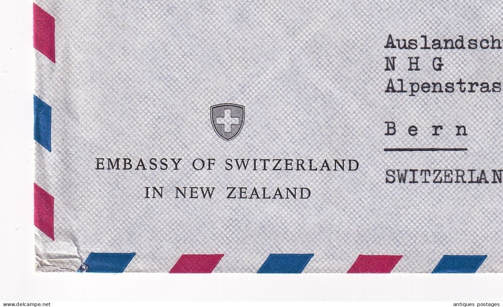 Lettre Wellington Embassy Of Switzerland New Zealand Ambassade Suisse Nouvelle Zélande - Brieven En Documenten