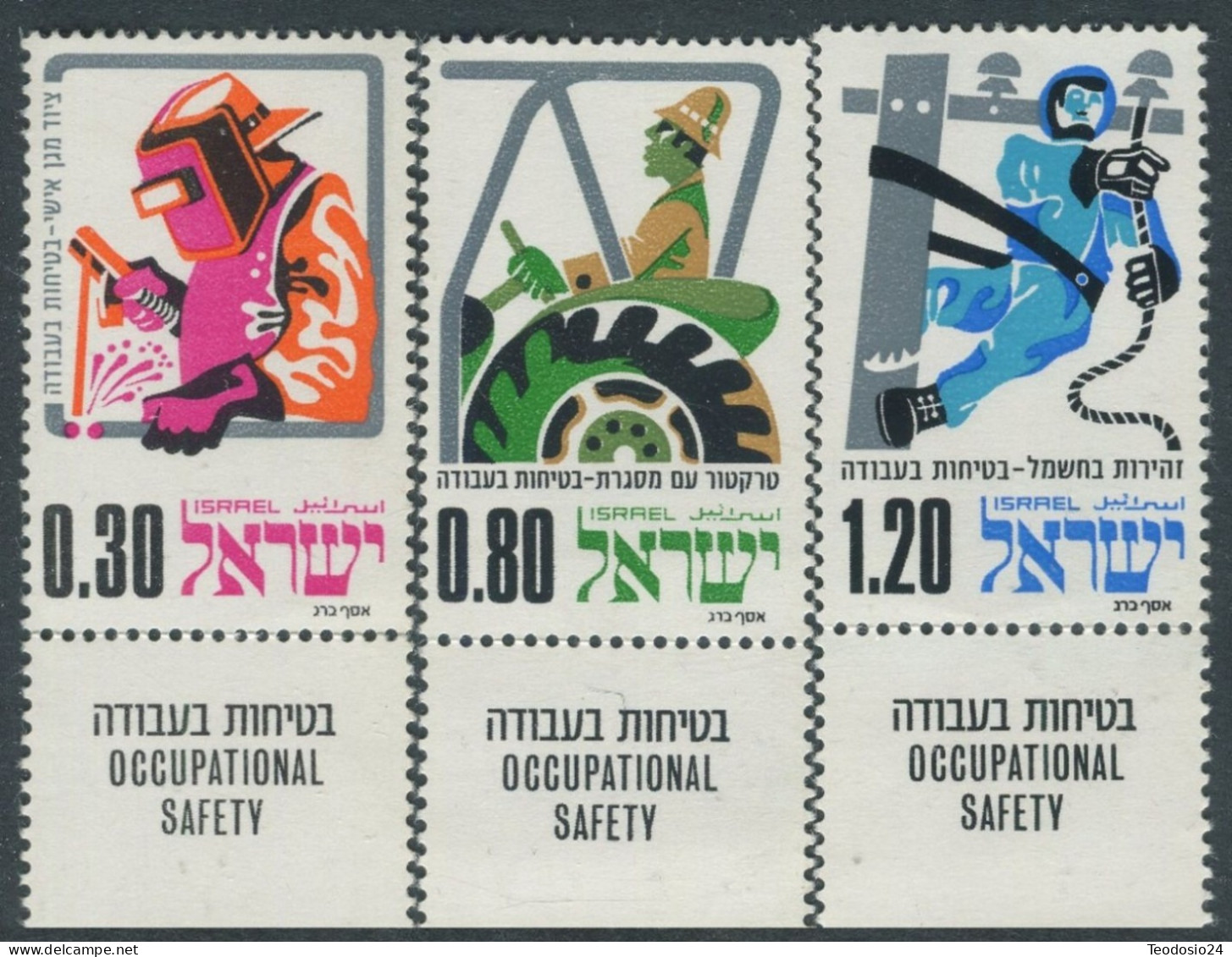 Israel 1975 YT 563/65 ** Seguridad En El Trabajo - Unused Stamps (with Tabs)