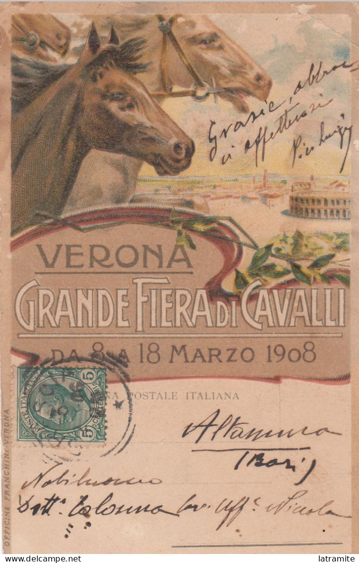 CODOGNATO - Cartolina Pubblicitaria  Verona GRANDE FIERA CAVALLI 1908 - Altri & Non Classificati