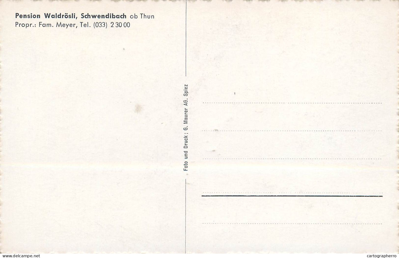 Postcard Switzerland Pension Waldrosli Schwendibach On Thurn - Sonstige & Ohne Zuordnung