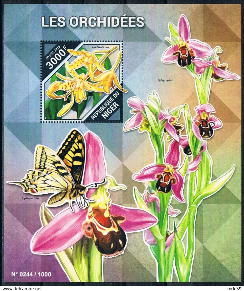 Bloc Sheet  Fleurs Orchidées Flowers Orchids  Neuf  MNH **  Niger 2015 - Orchidee