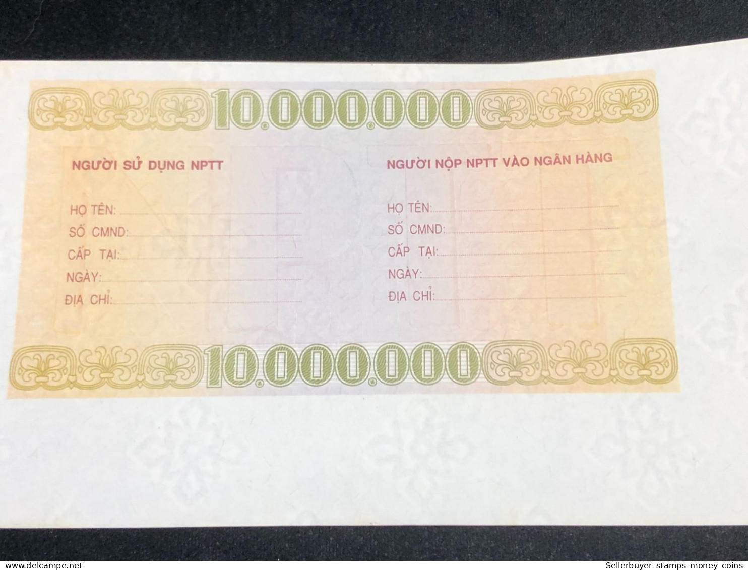 Vietnam Sate Banknote 10 000 000 Dong 1985-1998 Uncirculated Proof.-1pcs Au Rare - Viêt-Nam