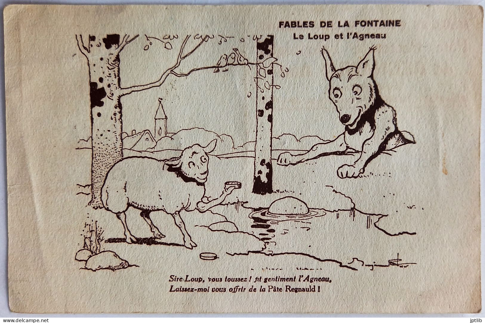 CPA Illustrateur / Ephemera / Publicité Regnauld Aîné / Benjamin Rabier / Fables De La Fontaine - Le Loup Et L'Agneau. - Rabier, B.