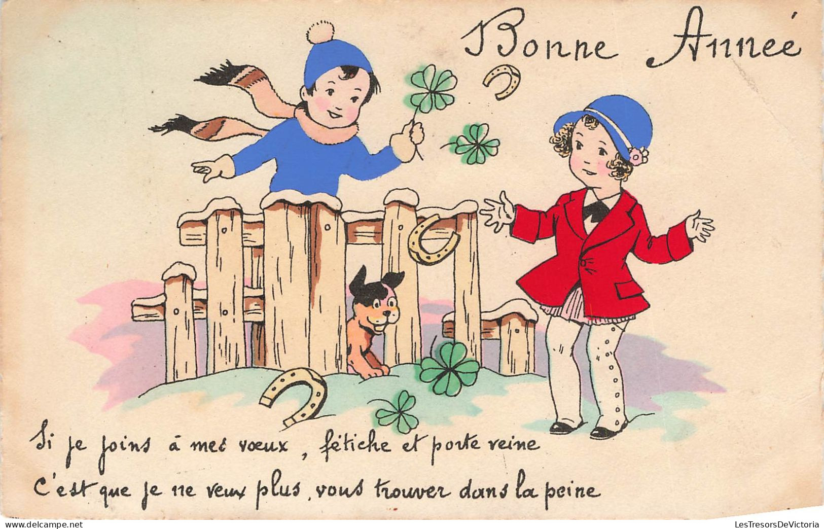 FETES - VOEUX - Bonne Année - Enfants - Porte-bonheur - Carte Postale Ancienne - New Year