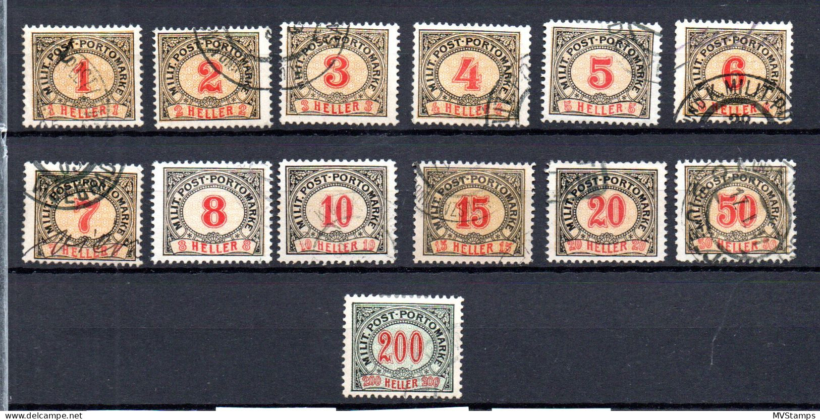 Bosnia Herzegowina (Austria) 1904 Old Set Postage-due Stamps (Michel P1/13) Used - Bosnia Erzegovina