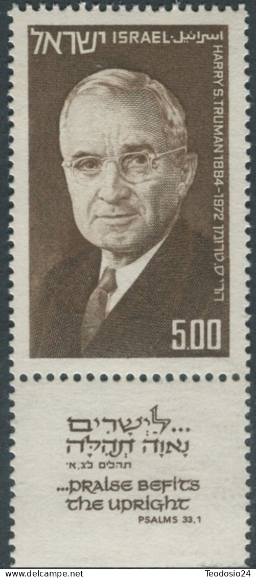 Israel 1975 YT 570 ** Retrato De Harry S. Truman, Presidente De EEUU. - Nuovi (con Tab)