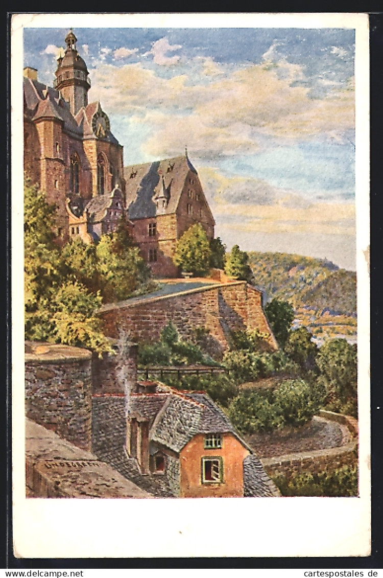 Künstler-AK Marburg, Schloss Von Der Südwestseite  - Marburg