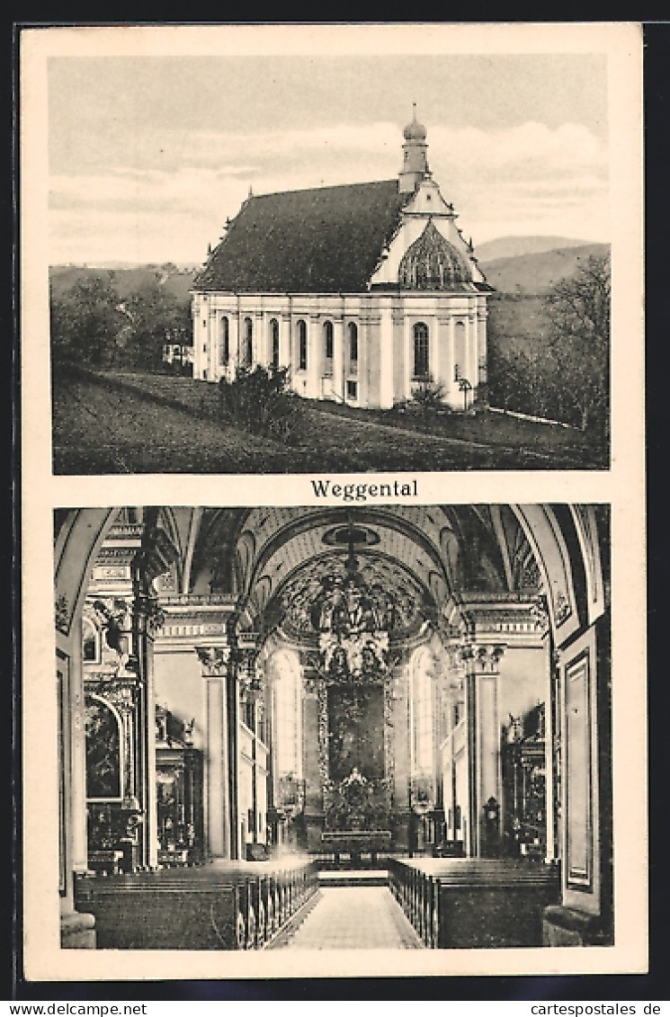 AK Weggental-Rottenburg, Innen-und Aussenansicht Der Wallfahrtskirche Und Franziskanerkloster  - Rottenburg