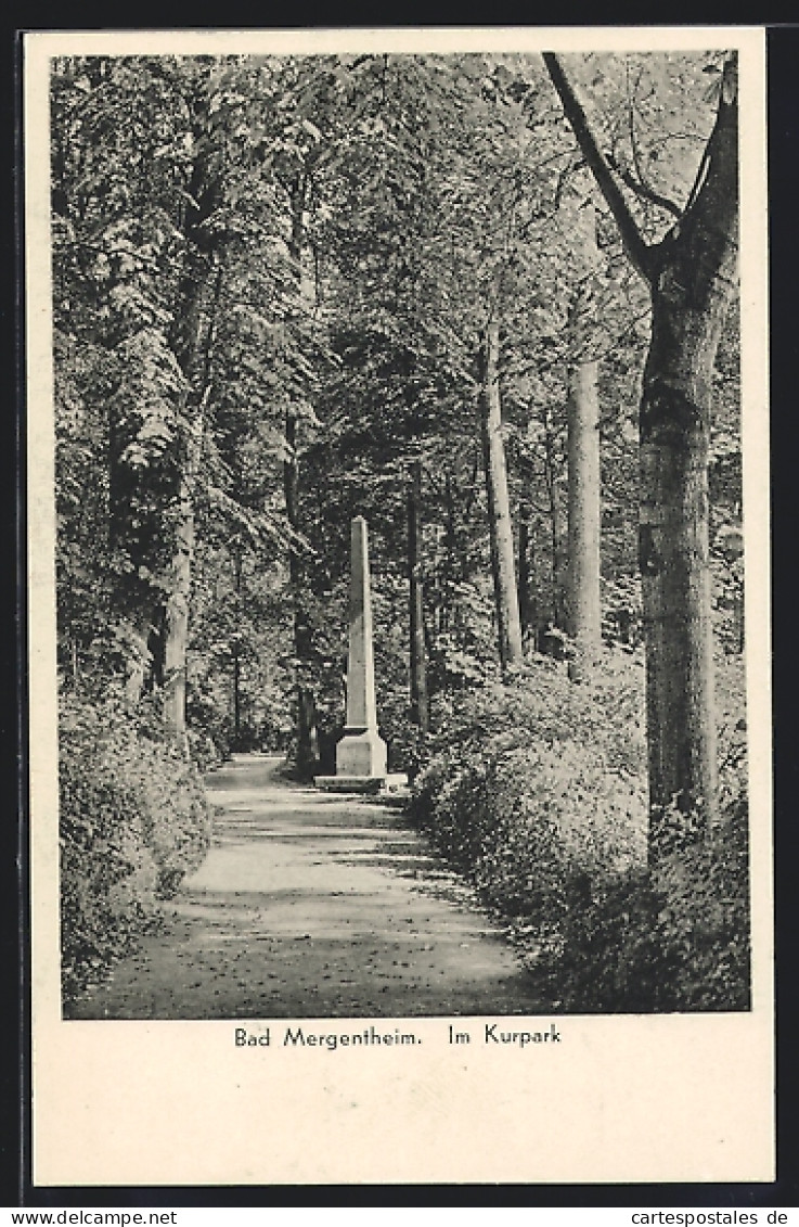 AK Bad Mergentheim, Denkmal Im Kurpark  - Bad Mergentheim