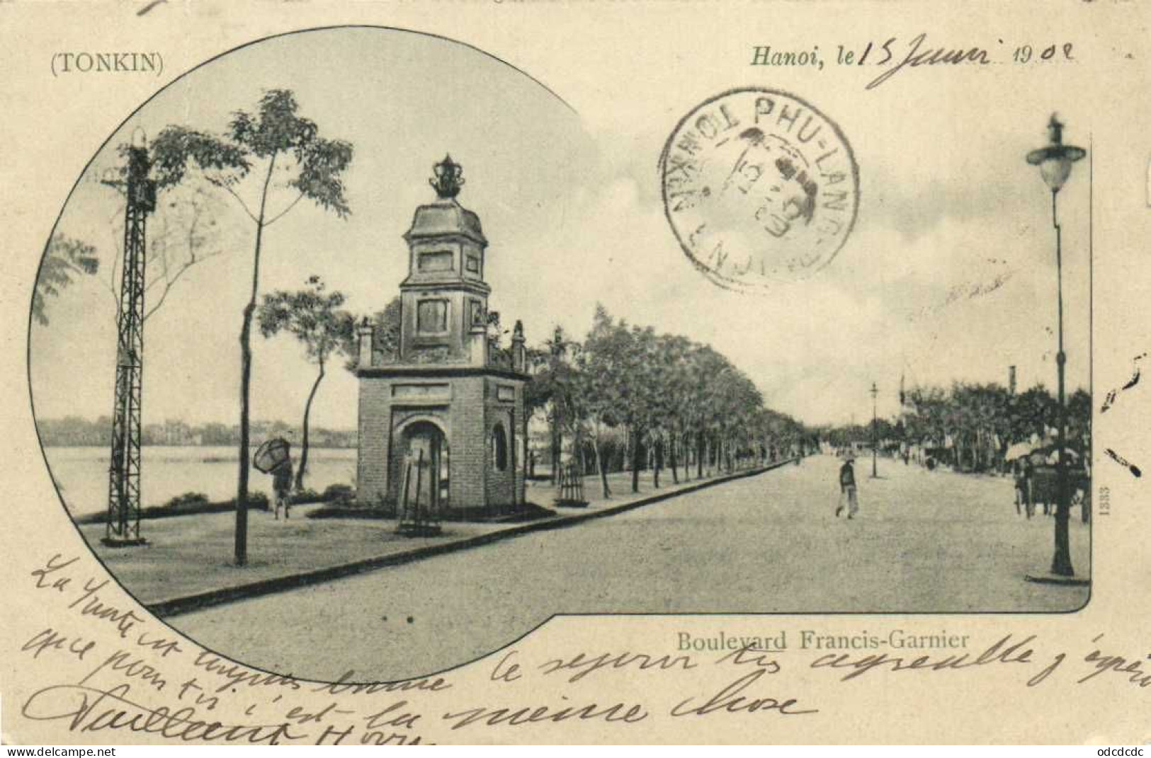 HANOI  Boulevard Francis Garnier Pionnière RV Beaux Timbres 5c Surchargé Indochine X2 - Viêt-Nam