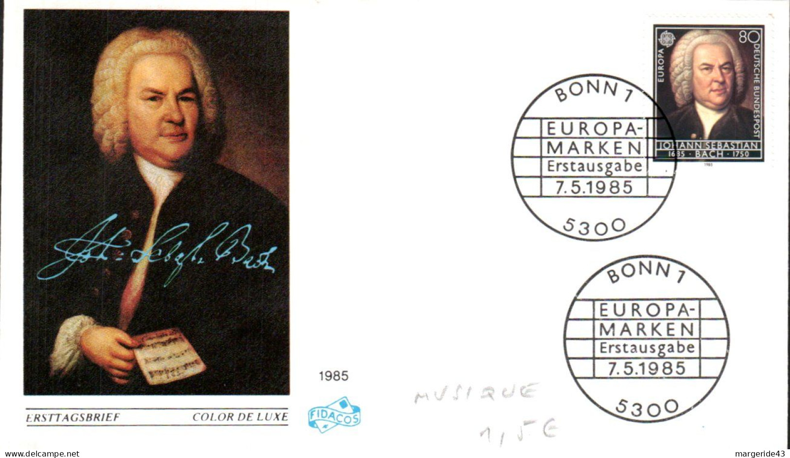 ALLEMAGNE FDC 1985 EUROPA -BACH - 1985