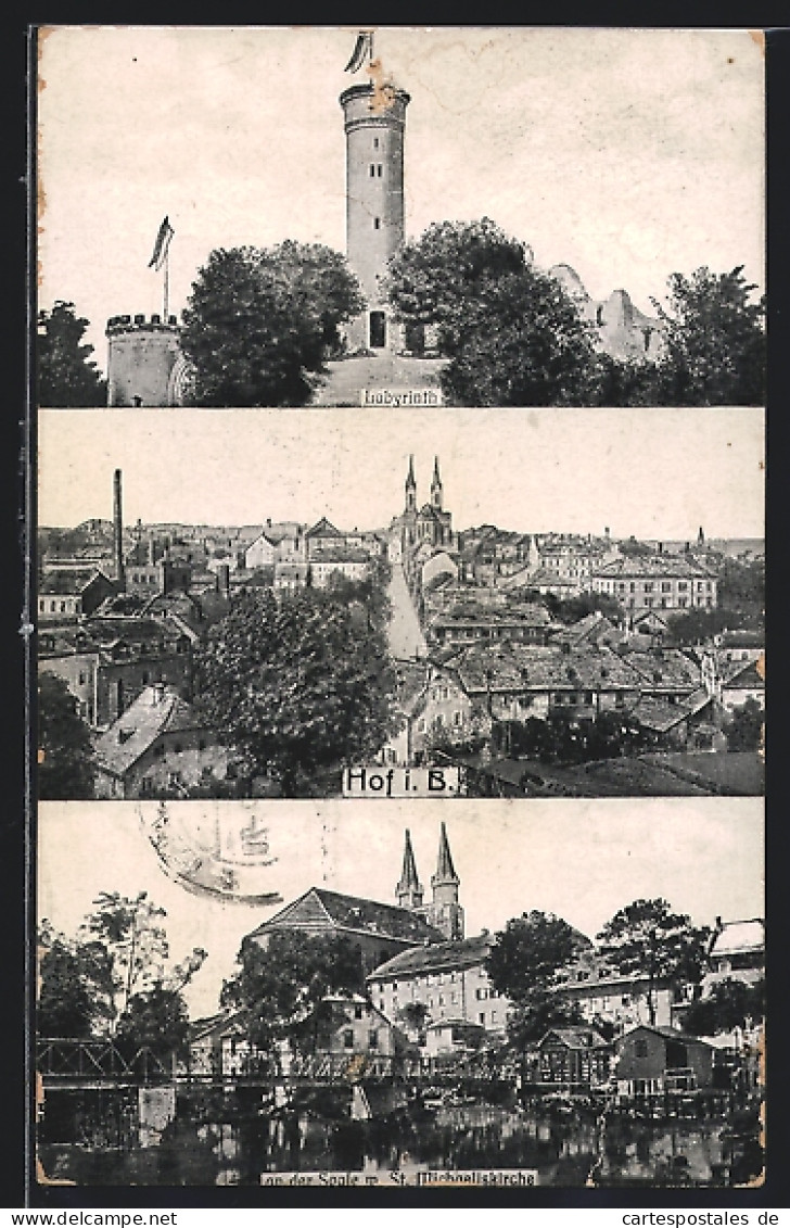 AK Hof I. B., Panorama, Labyrinth & St. Michaeliskirche  - Sonstige & Ohne Zuordnung