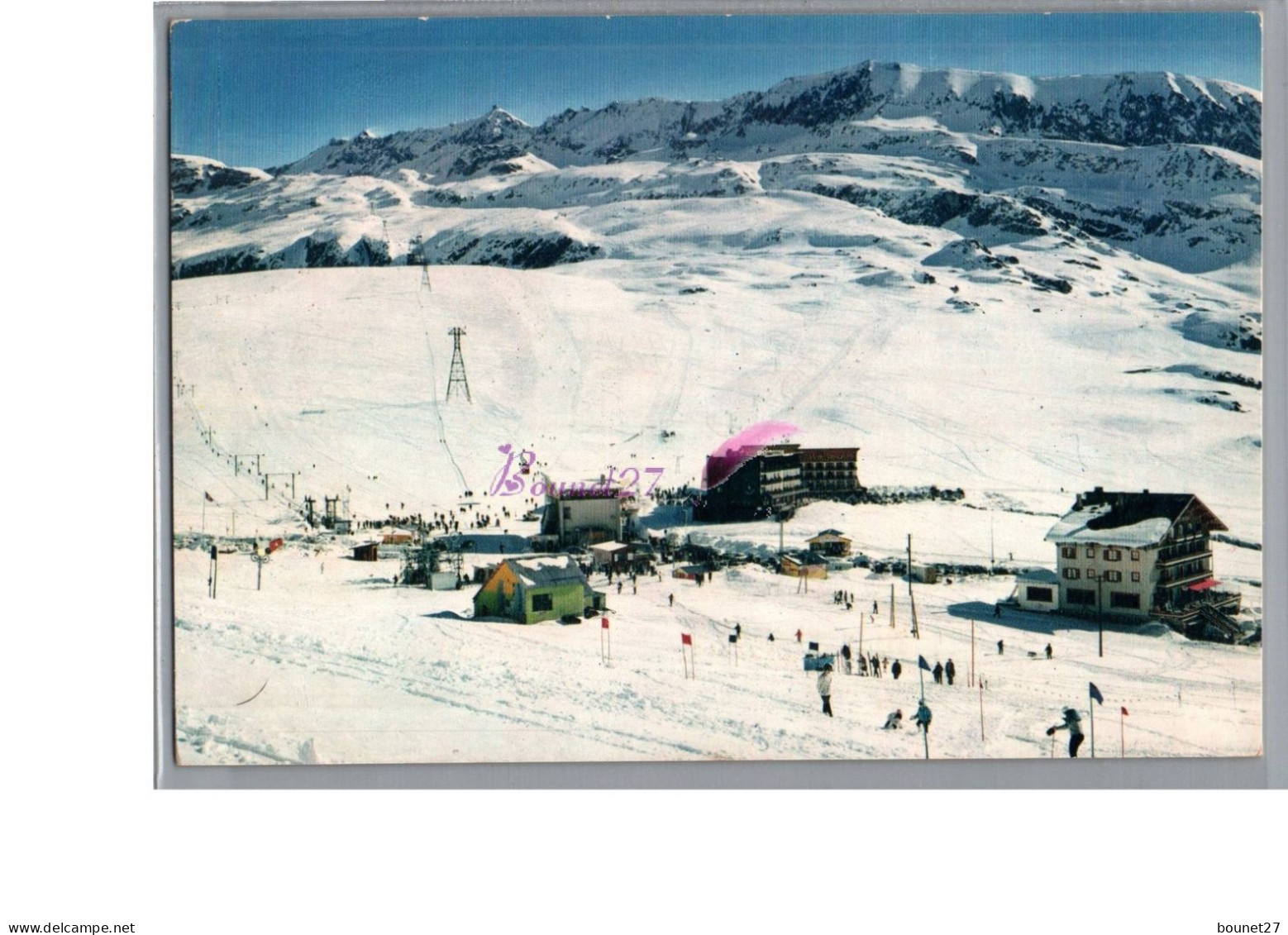 ALPE D'HUEZ 38 - Le Téléphérique Des Grandes Rousses La Chaine De Belledonne Depuis Les Pentes Du Signal 1970 - Andere & Zonder Classificatie