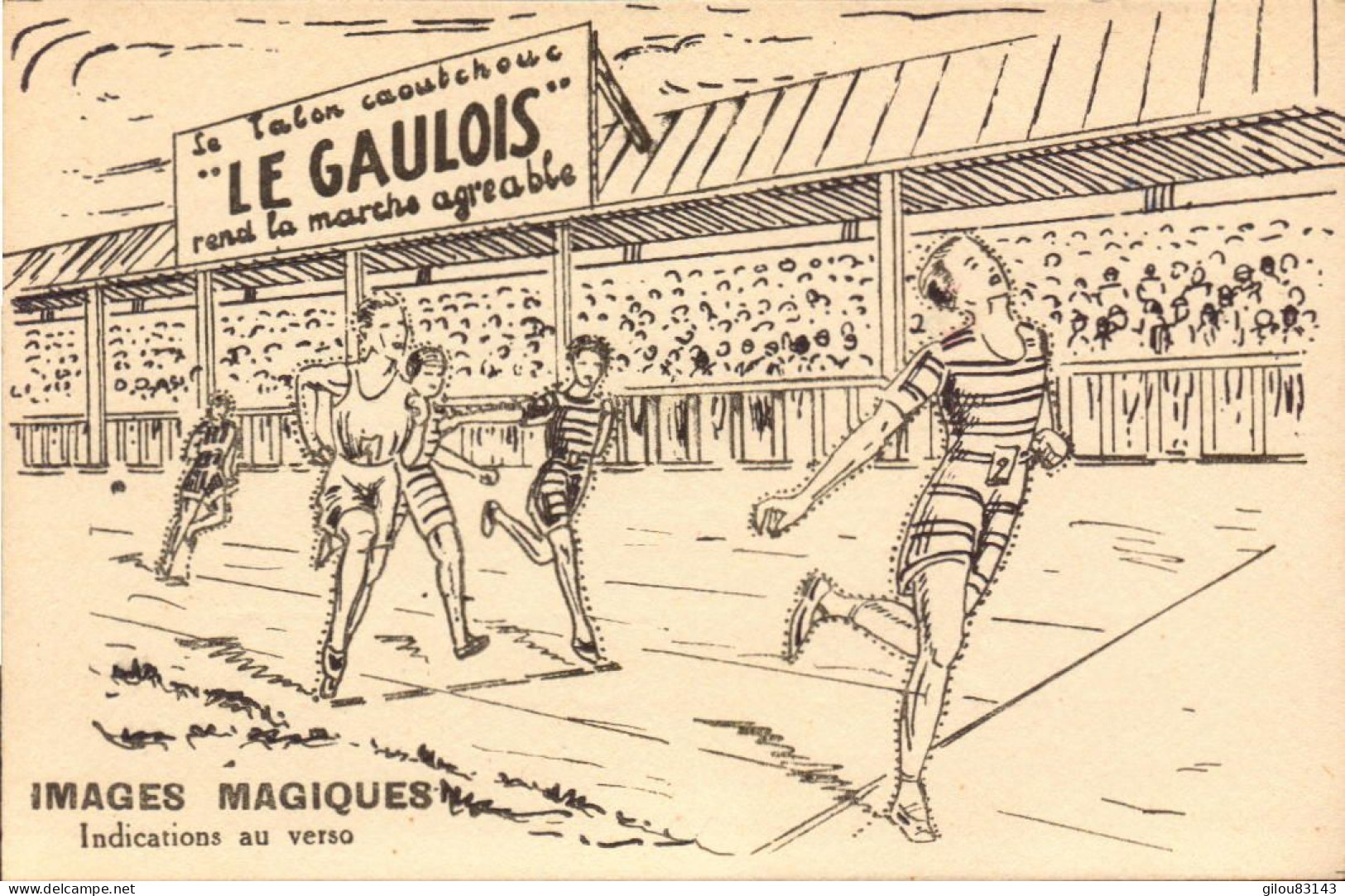 Bergougnan, Le Gaulois, Talons Caoutchouc, Illustration Sport Courses à Pied - Advertising
