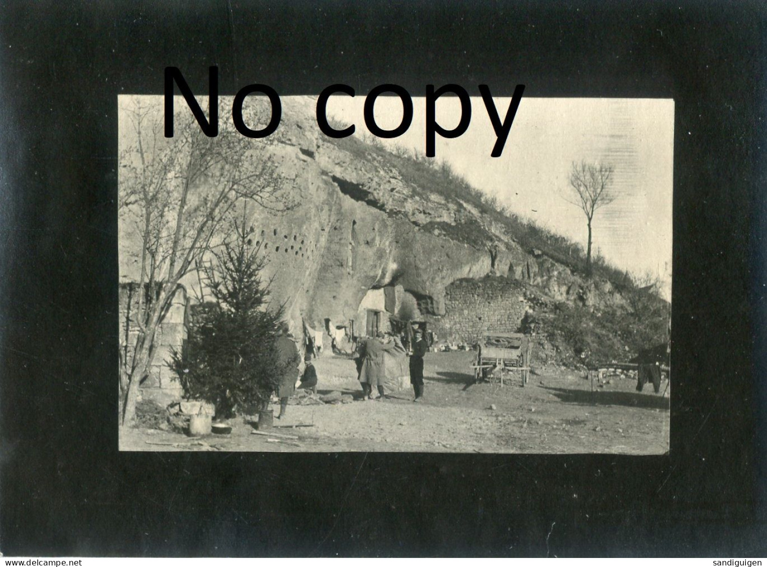 PHOTO FRANCAISE - POILUS DANS LES CARRIERES DE VAUXTIN PRES DE PAARS - BRAISNE AISNE - GUERRE 1914 1918 - Guerre, Militaire