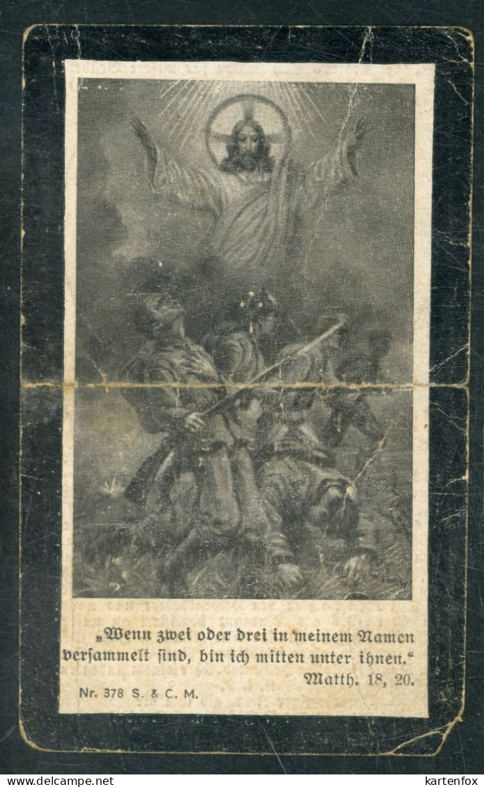 Sterbebild,Andenken,Bruder Benedikt,18.6.1917, Monte Zebio, Fähnrich,Isonzo, Wien-Siebenhirten 1883 Geboren - 1914-18