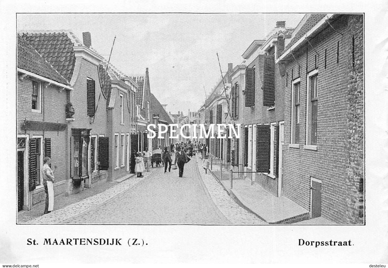 Prent - Dorpsstraat - Sint-Maartensdijk  - 8.5x12.5 Cm - Tholen