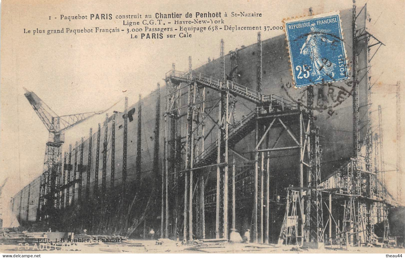 ¤¤   -    SAINT-NAZAIRE   -  Le Paquebot " PARIS " En Construction Au Chantier De Penhoët       -   ¤¤ - Saint Nazaire