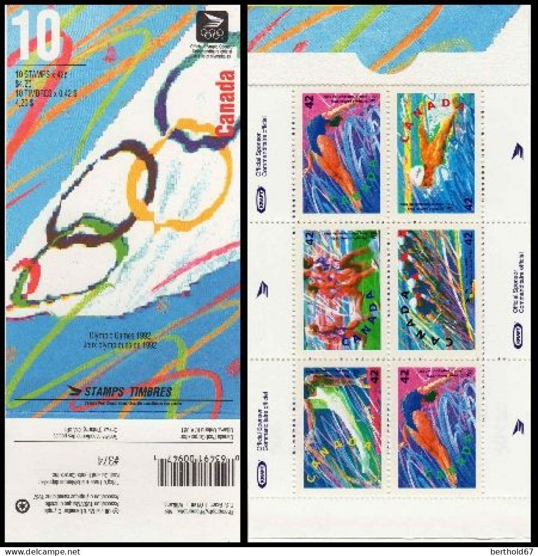 Canada Carnet N** Yv:C1244 10 Canada #374 Jeux Olympiques De 1992 - Carnets Complets