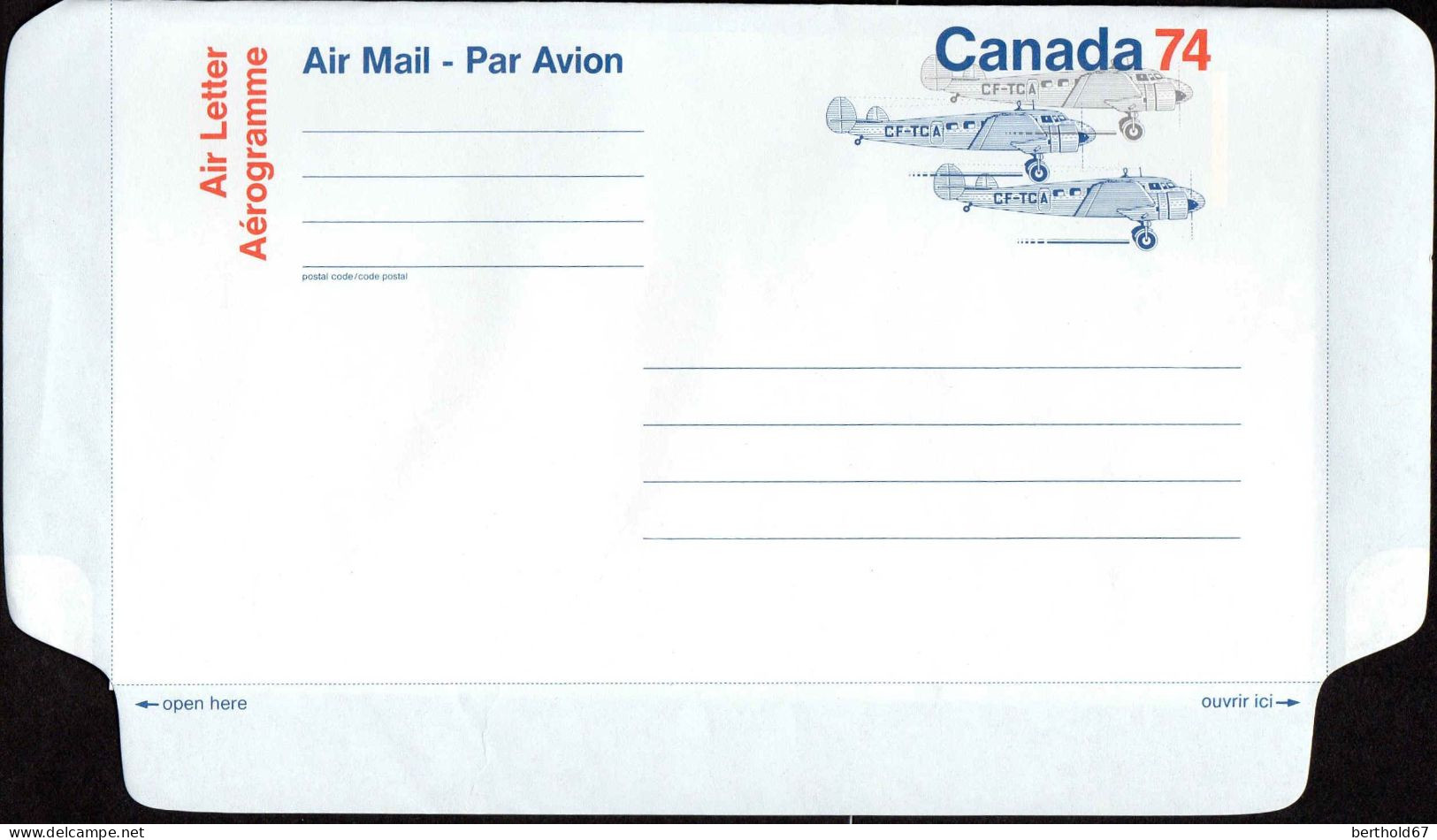 Canada Aérogr N** (106) Aérogramme 74 Avions - 1953-.... Reign Of Elizabeth II