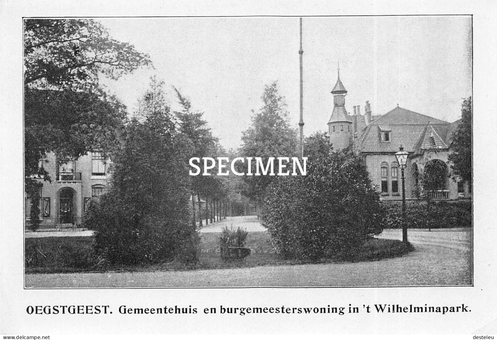Prent - Gemeentehuis En Burgemeesterswoning In 't Wilhelminapark - Oegstgeest   - 8.5x12.5 Cm - Sonstige & Ohne Zuordnung