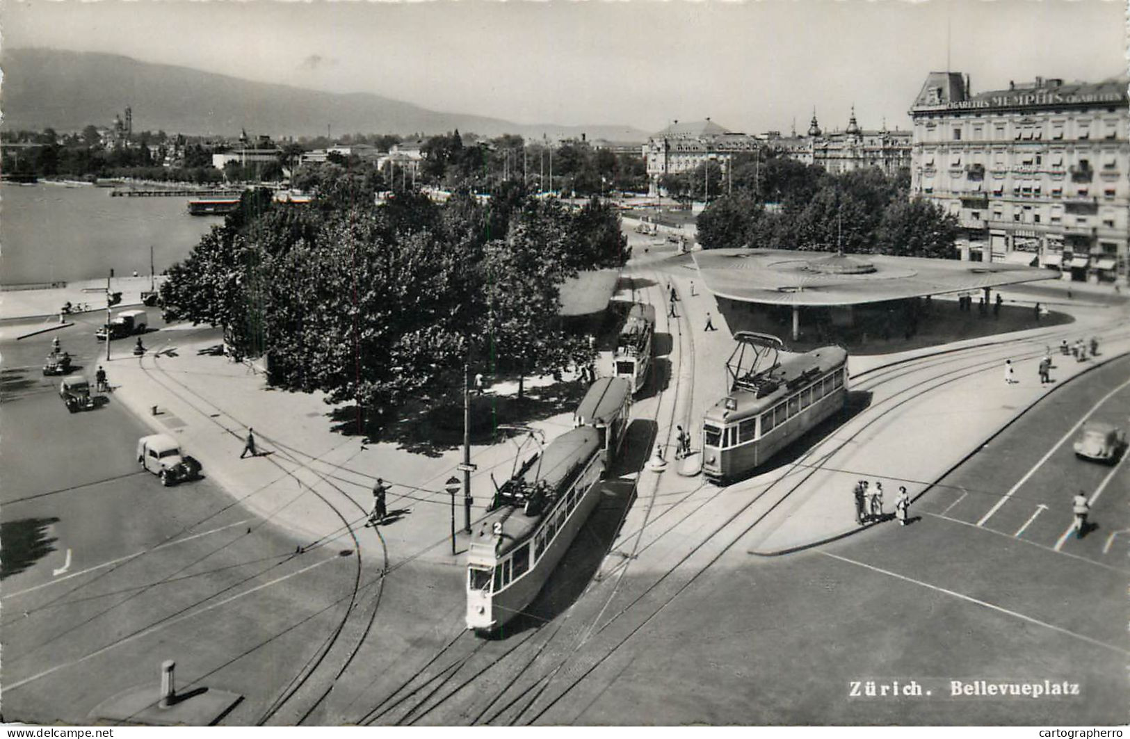 Postcard Switzerland Zürich Bellevueplatz Tram - Zürich