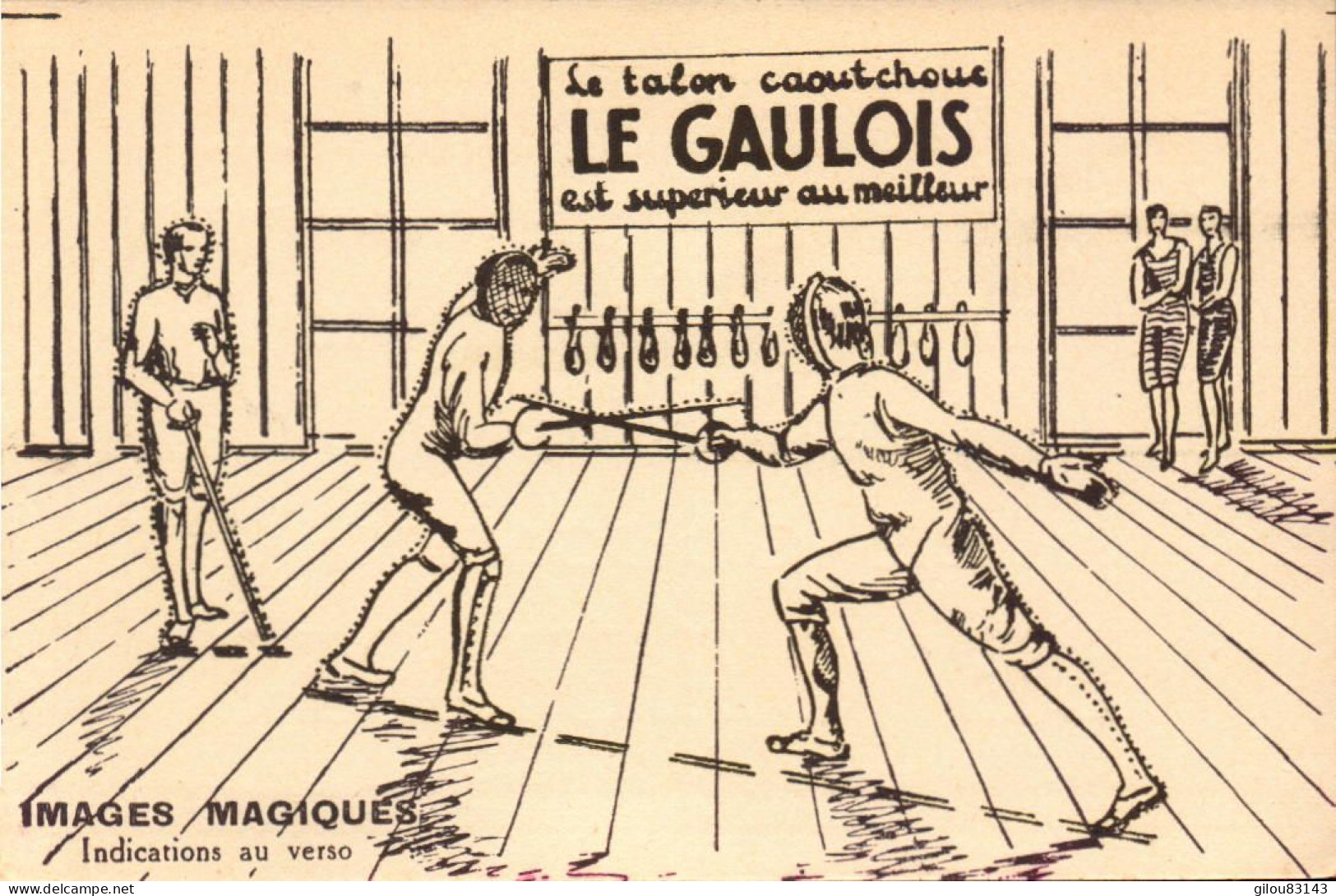 Bergougnan, Le Gaulois, Talons Caoutchouc, Illustration Sport, Escrime - Publicité