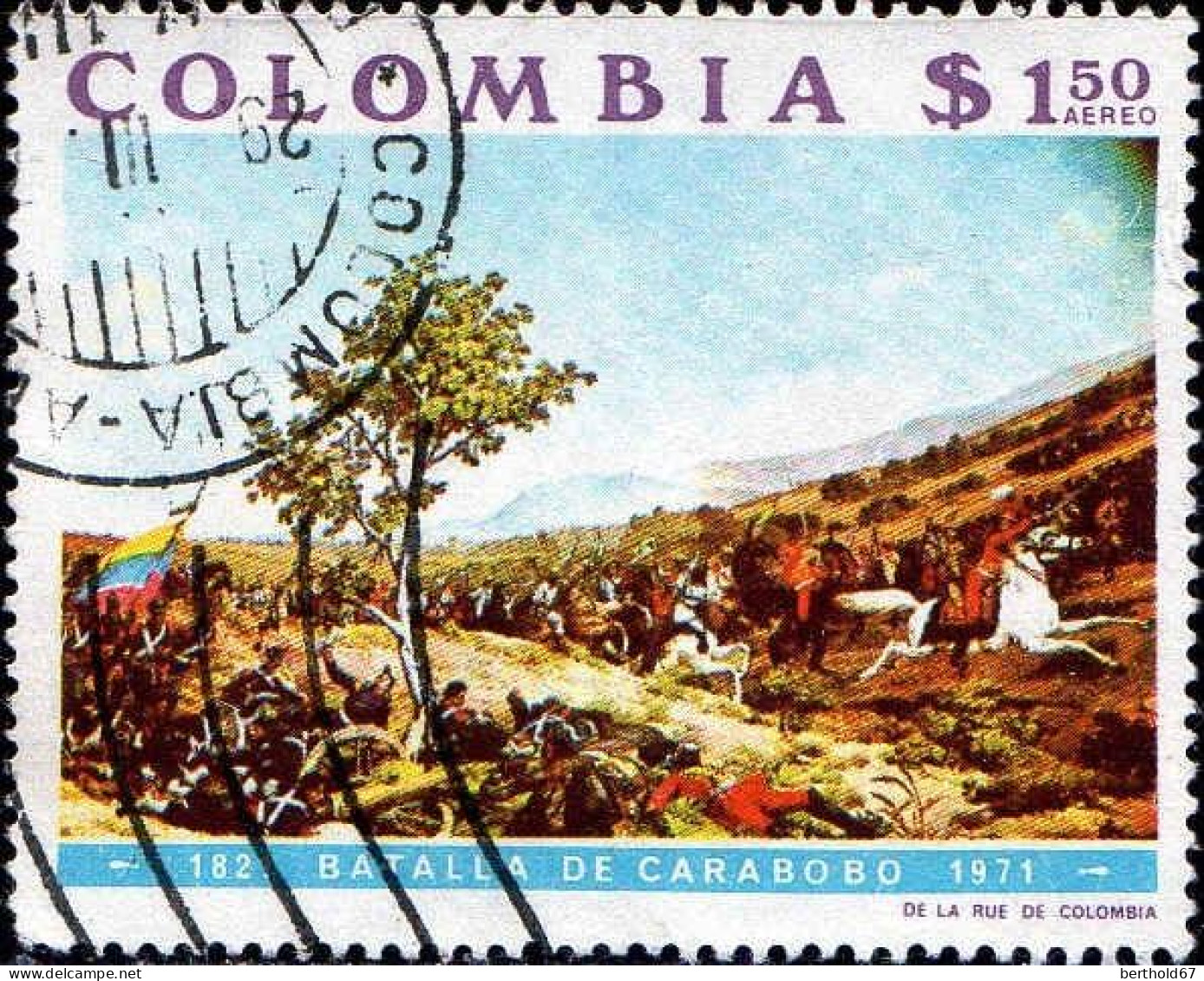 Colombie Avion Obl Yv: 545 Mi:1217 Batalla De Carabobo (TB Cachet Rond) - Kolumbien