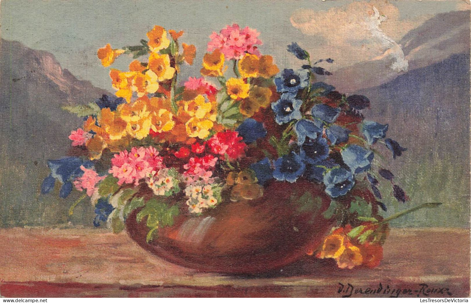 FLEURS - Un Bouquet De Fleurs Dans Un Vase - Colorisé - Carte Postale Ancienne - Fleurs