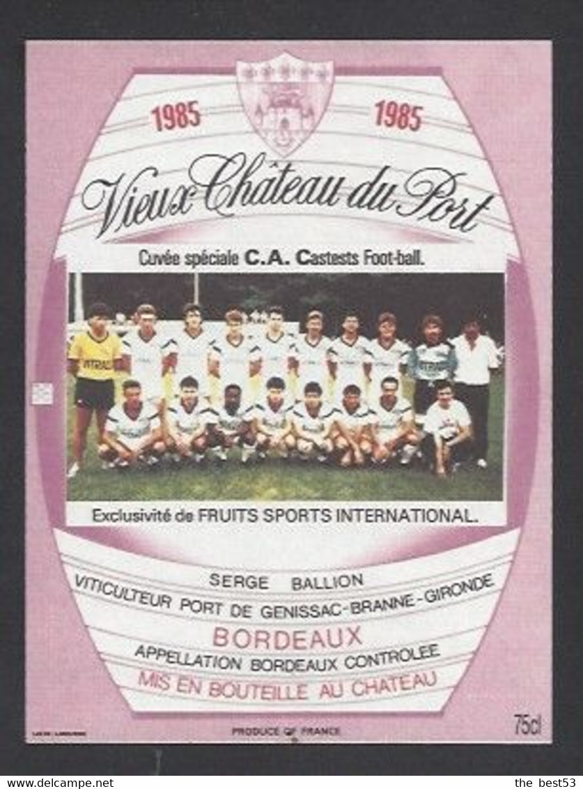 Etiquette De Vin Bordeaux - Vieux Chateau Du Port - CA Castests (40) -  Thème Foot - Football