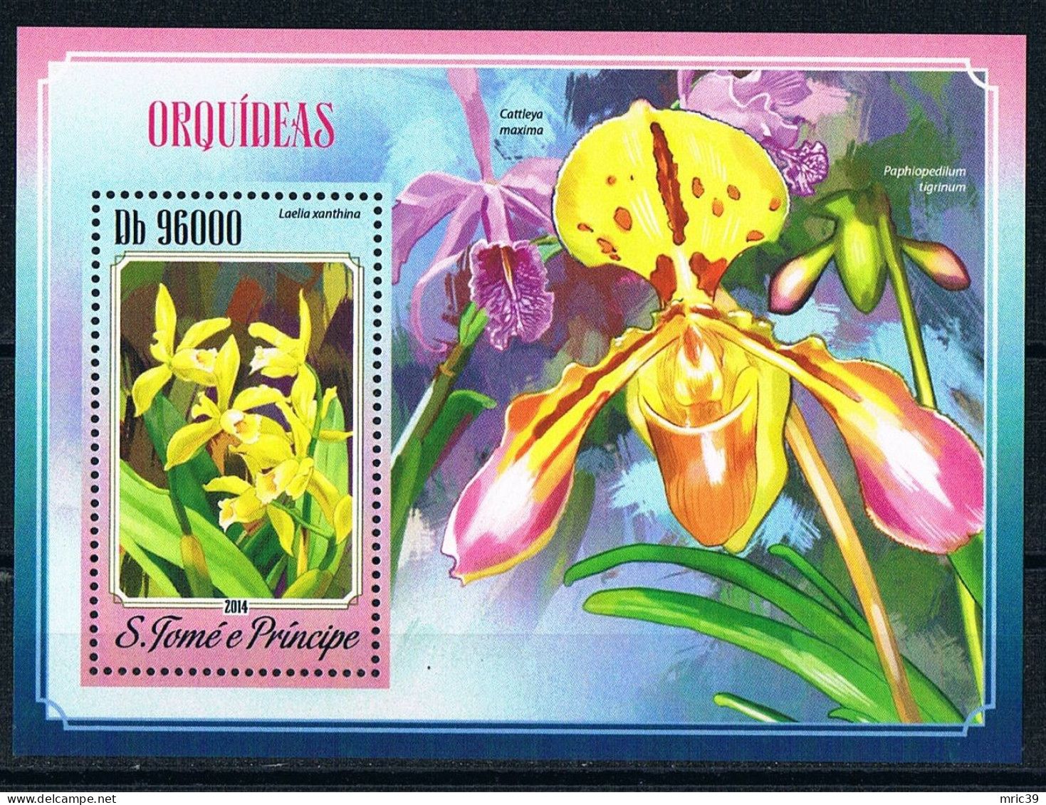 Bloc Sheet  Fleurs Orchidées Flowers Orchids  Neuf  MNH **  S Tome E Principe 2014 - Orchideeën