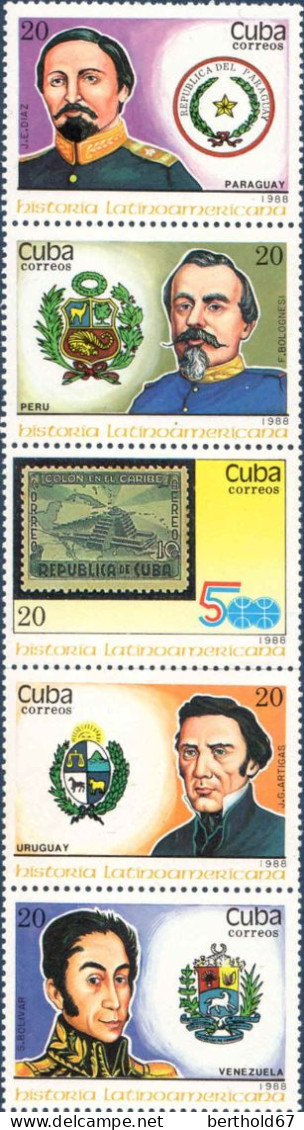 Cuba Poste N** Yv:2894-98 Historia Latinoamericana Päraguay J.E.Diaz - Ongebruikt