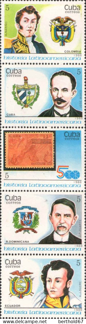 Cuba Poste N** Yv:2884-88 Historia Latinoamericana Colombia A.Narino - Ungebraucht