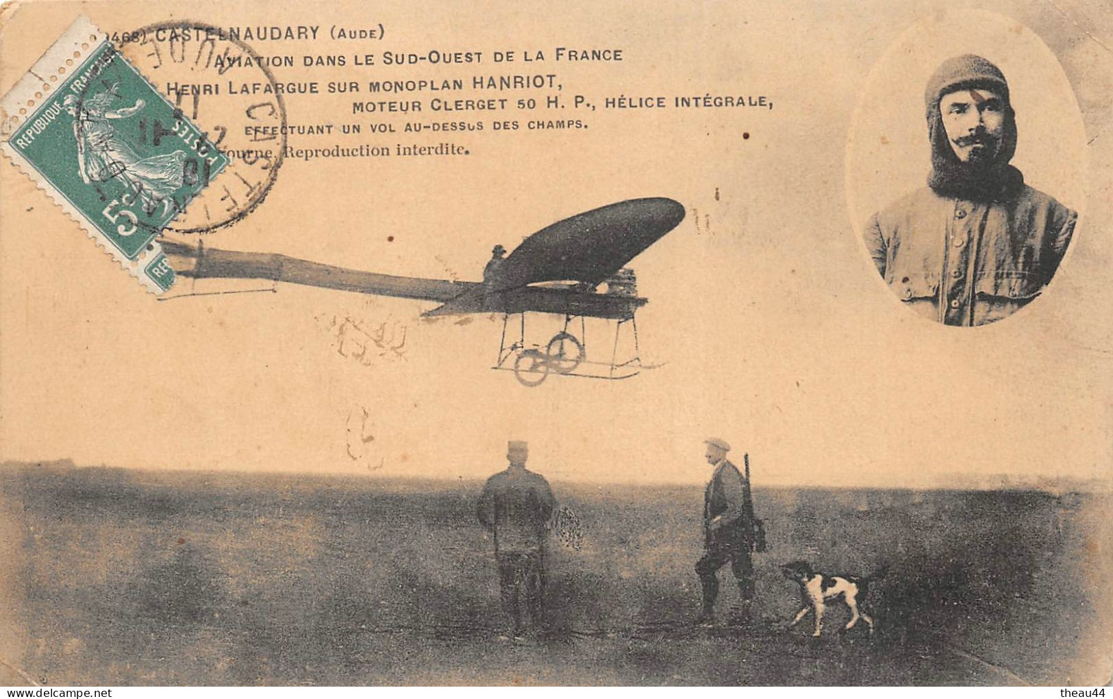 ¤¤   -  CASTELNAUDARY  -  Aviation Dans Le Sud-Ouest  -  Henri LAFERGUE Sur Son Monoplan " HANRIOT "  -  Avion  -   ¤¤ - Castelnaudary