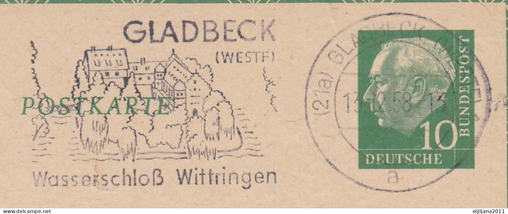 ⁕ Germany 1958 Deutsche BundesPost ⁕ FUNKLOTTERIE (24a) Hamburg 1 ⁕ Gladbeck Postmark ⁕ Stationery Postcard - Cartes Postales - Oblitérées