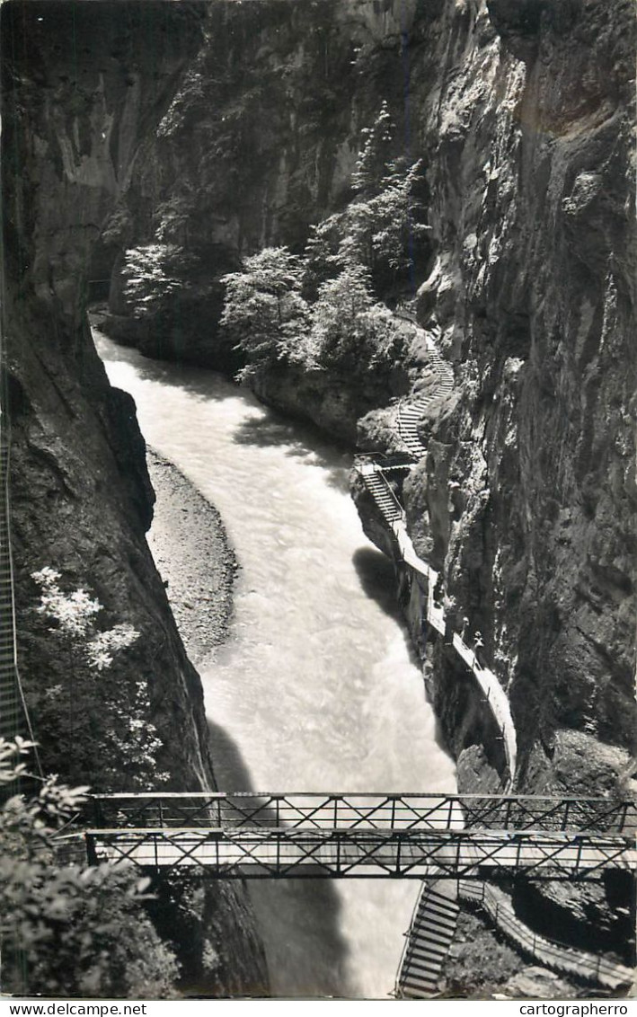 Postcard Switzerland Aareschlucht Bei Meiringen 1955 - Other & Unclassified