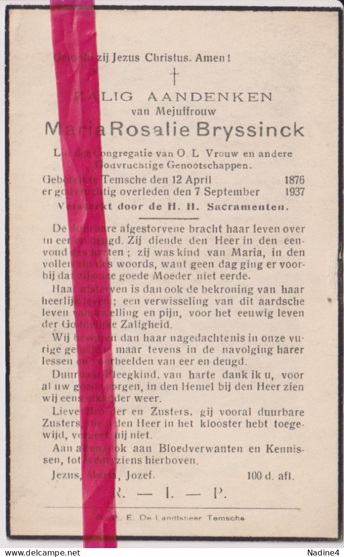 Devotie Doodsprentje Overlijden - Maria Bryssinck - Temse 1876 - 1937 - Esquela