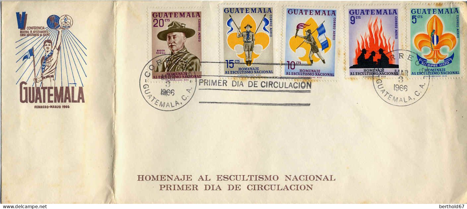 Guatemala Avion Obl Yv:339-43 Homenaje Al Escultismo Nacional Baden Powel (TB Cachet à Date) - Guatemala