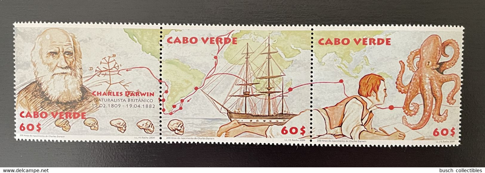 Cape Kap Verde Cabo Verde 2009 Mi. 943 - 945 200 Anos Years Jahre Ans Charles Darwin Boot Bateau Pieuvre - Cap Vert