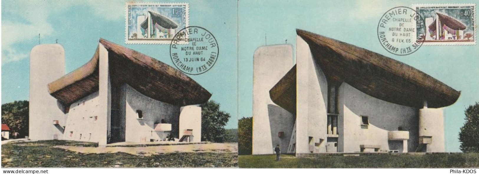 LOT " CHAPELLE A RONCHAMP " Sur 2 Cartes Maximum De 1973. N° YT 1394A Et 1435. Parfait état. CM à Saisir !!! - Monuments