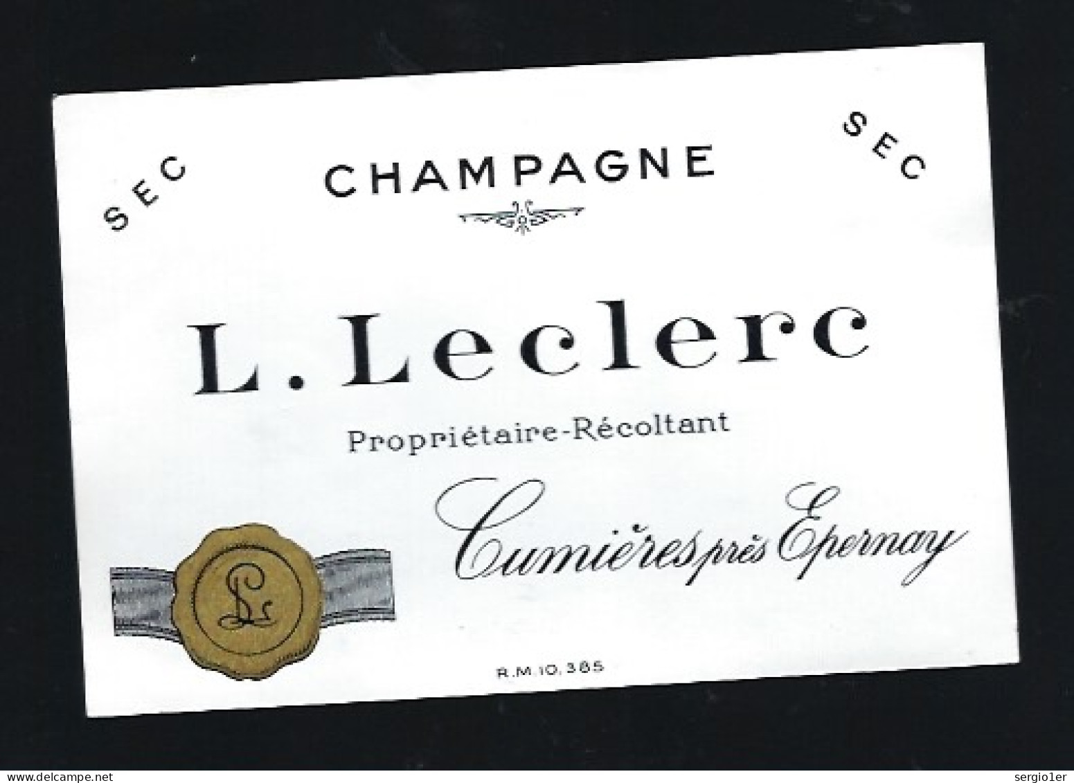 Etiquette Champagne  Sec  L Leclerc    Cumieres  Marne 51 - Champagner