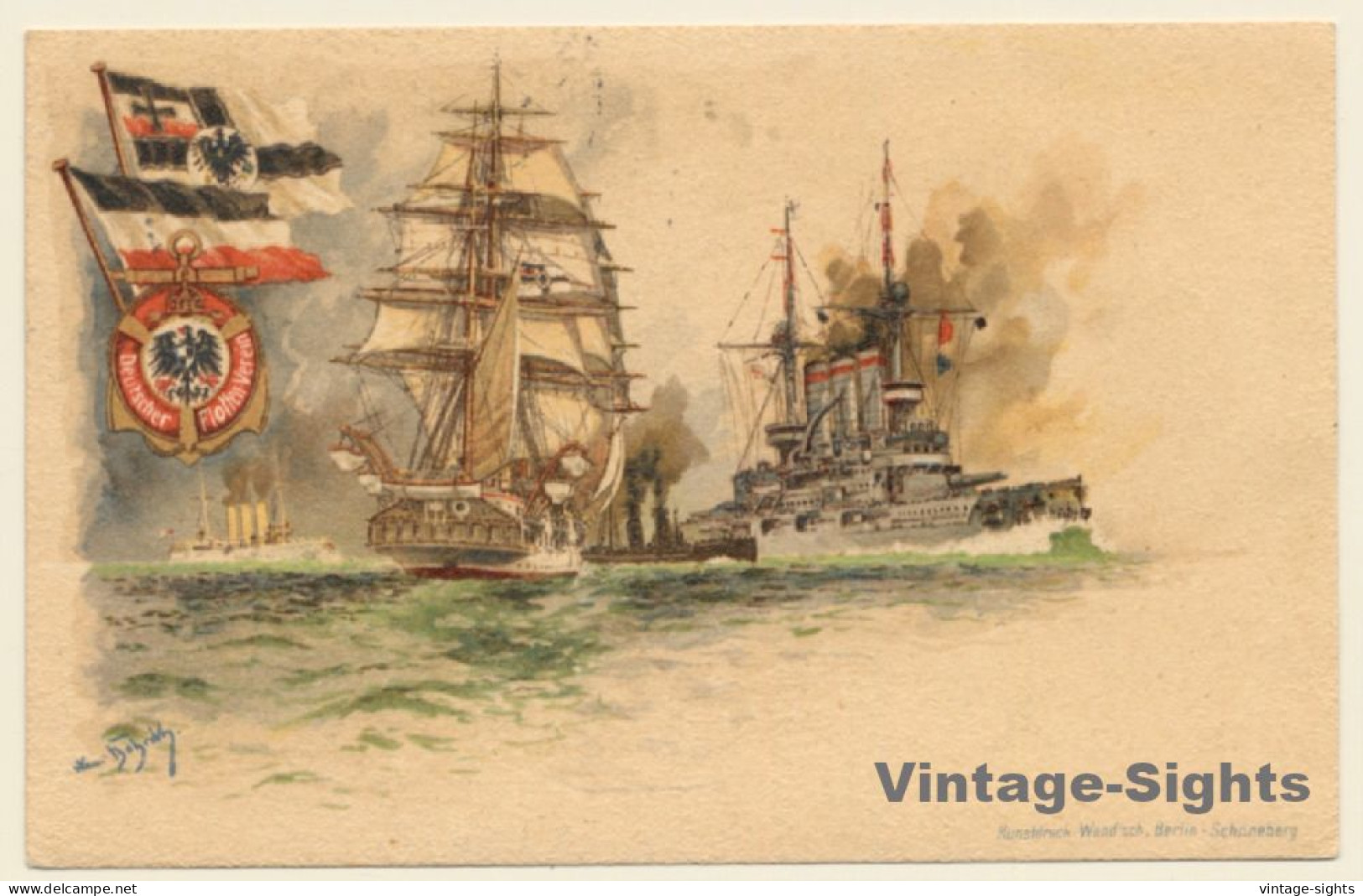 Hans Bohrdt: Deutscher Flottenverein - War Ships - Battle (Vintage PC 1907) - Krieg