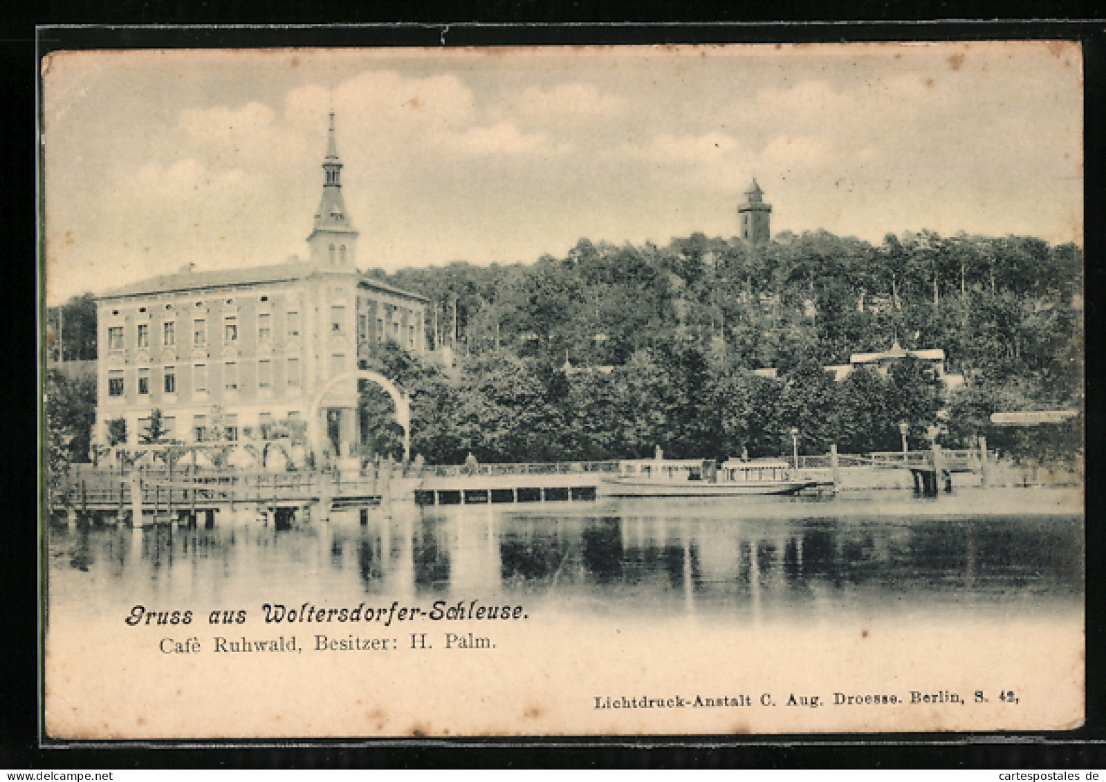 AK Woltersdorf / Mark, Das Café Ruhwald An Der Woltersdorfer Schleuse, Inh. H. Palm  - Woltersdorf