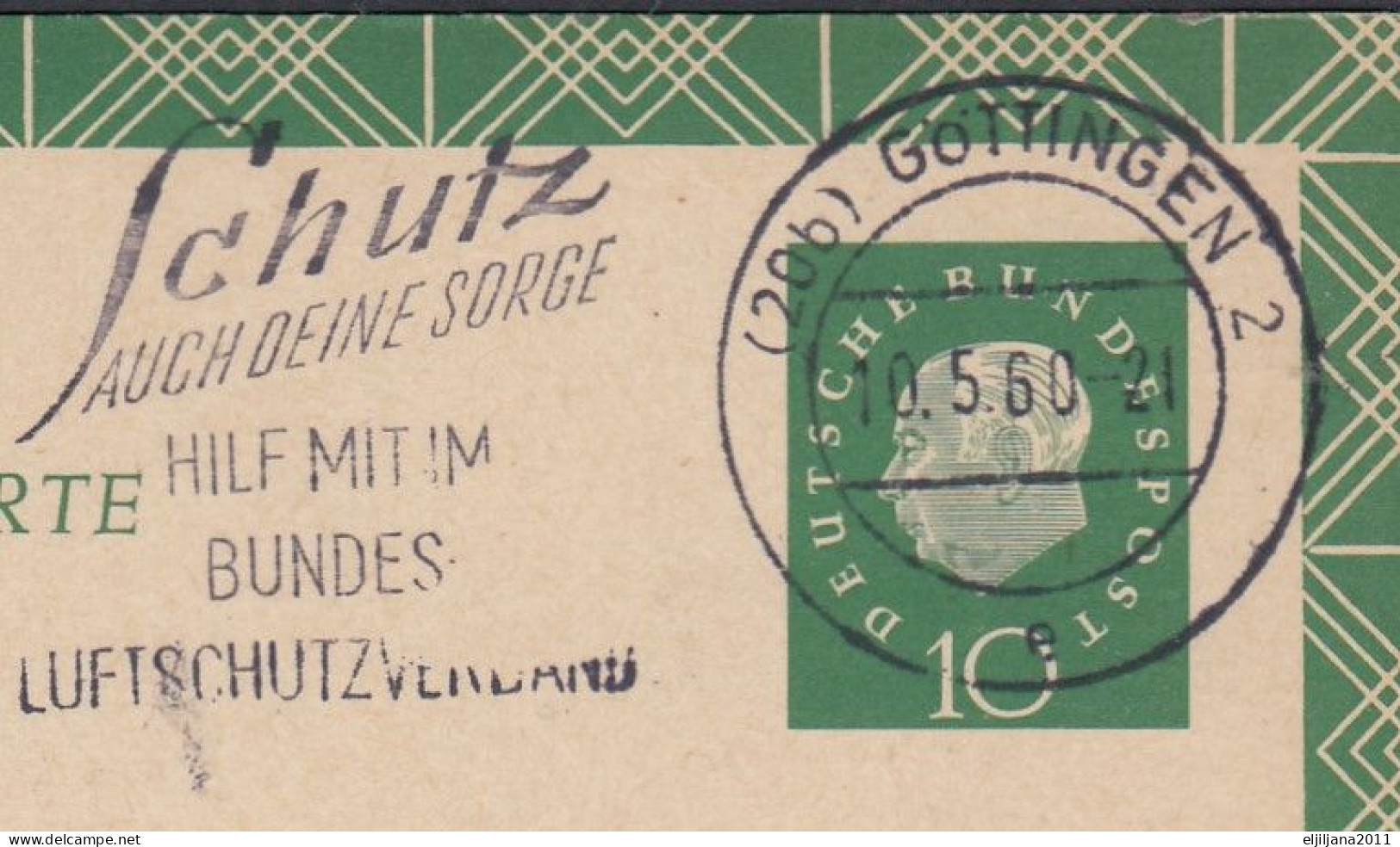 ⁕ Germany 1960 Deutsche BundesPost ⁕ FUNKLOTTERIE (24a) Hamburg 1 ⁕ Göttingen Postmark ⁕ Stationery Postcard - Postcards - Used