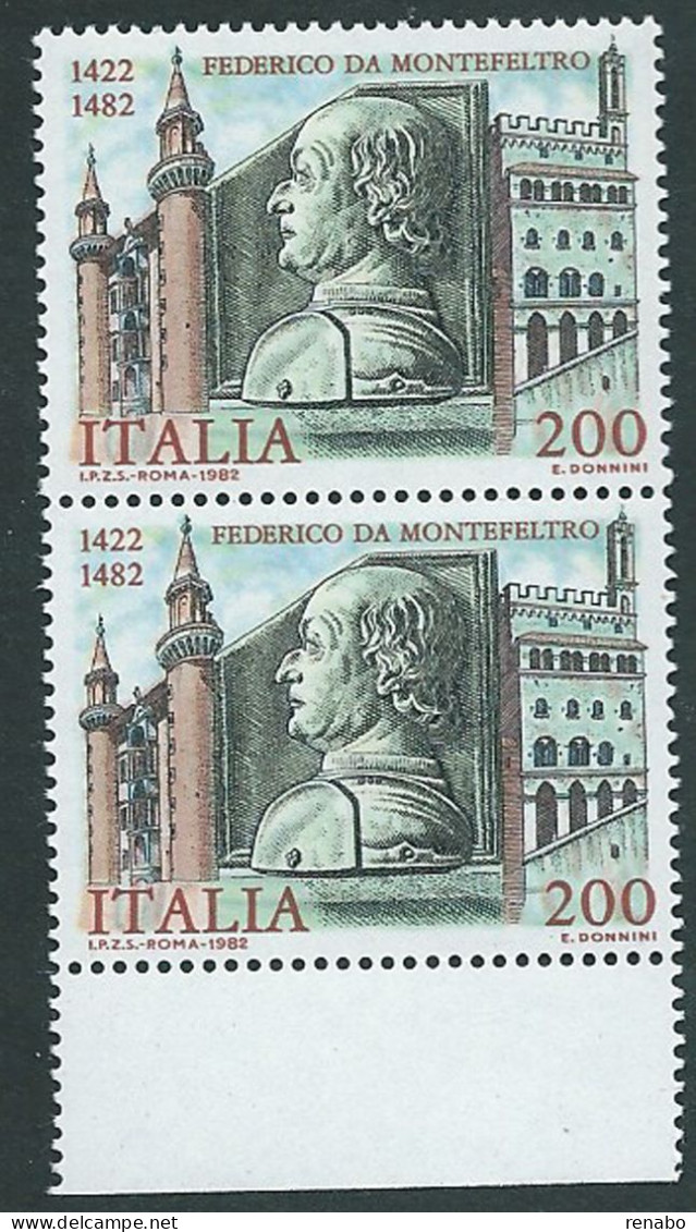 Italia 1982; Anniversario Morte Di Federico Da Montefeltro; Coppia Verticale. - 1981-90: Mint/hinged