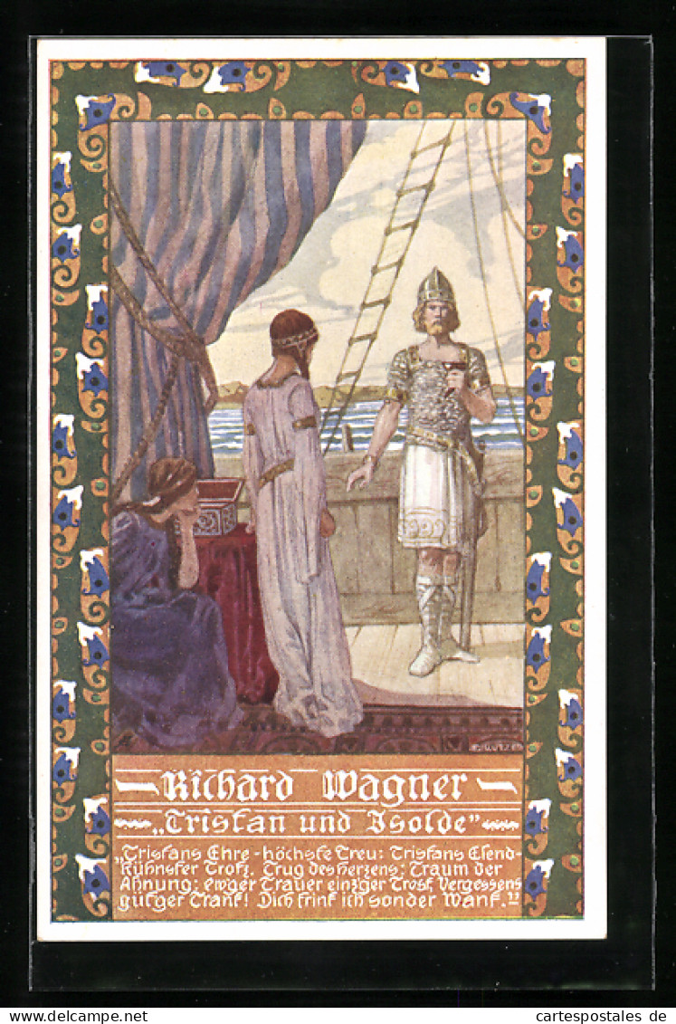 Künstler-AK Ernst Kutzer: Szene Aus Tristan Und Isolde Von Richard Wagner, Tristan Auf Dem Schiff  - Kutzer, Ernst