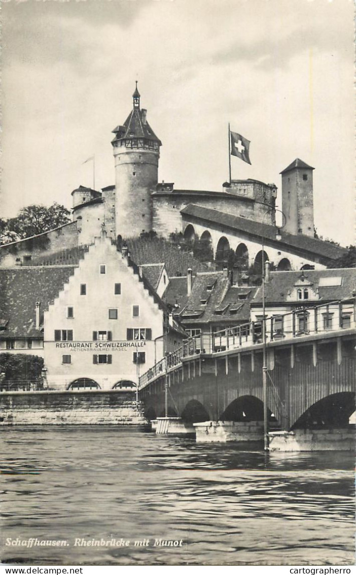 Postcard Switzerland Schaffhausen Rheinbrucke Mit Munot - Otros & Sin Clasificación