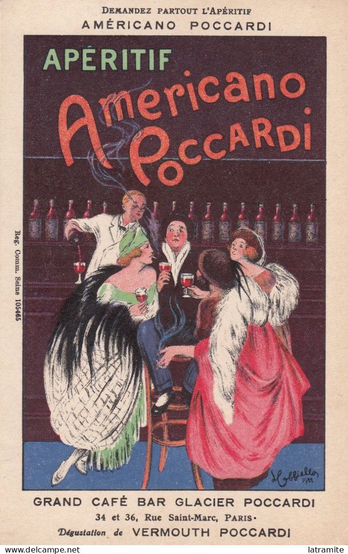 CAPPIELLO - Cartolina Pubblicitaria Firmata Francese APERITIF AMERICANO POCCARDI - Other & Unclassified