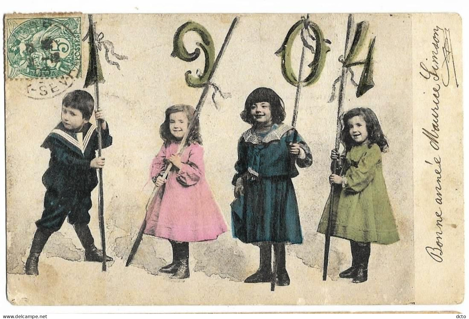 4 Cpa Années Nommées 1904-1905-1906-1907 (la 1906 A Les Bordures Usés Avec Petit Manque à Gauche) - New Year